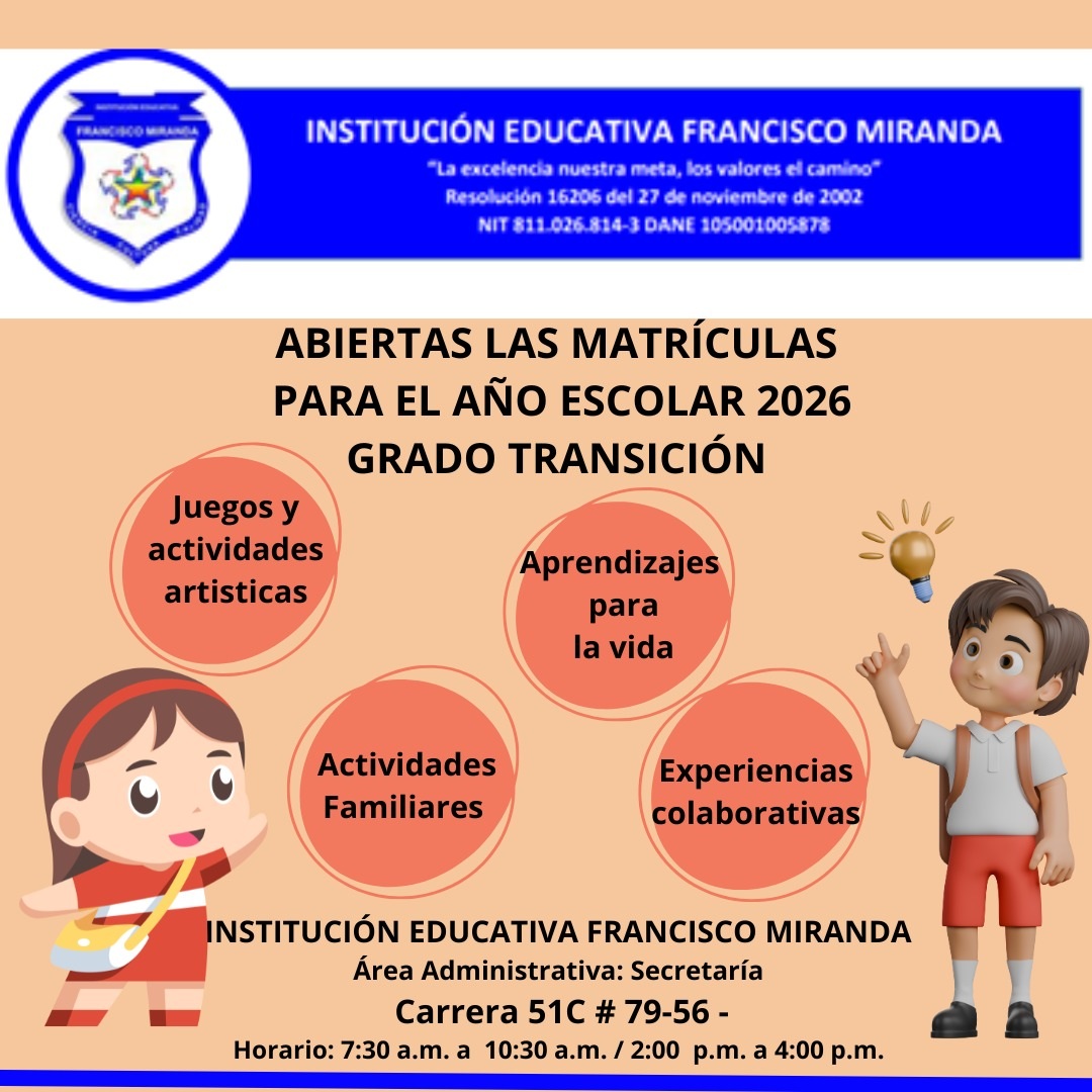Matriculas grado Transición 2026