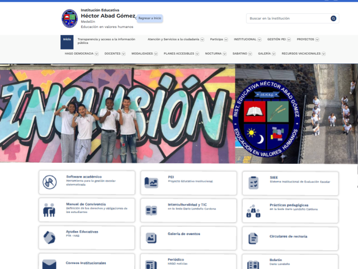 Captura de pantalla que muestra la nueva página web institucional con menú principal, secciones destacadas y diseño renovado para mejor navegación.