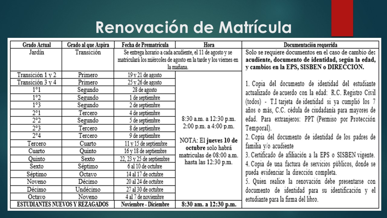 Renovación de matrícula 2026