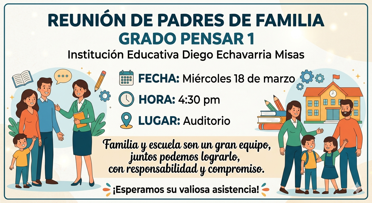Reunión de padres de familia Invitación a reunion de padres de familia del grado Pensar 1